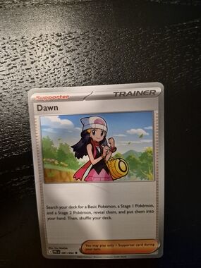Pokemon Dawn Trainer Card - White, Pink, Yellow, Black